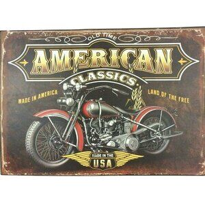 Old Time American Classics Motorcycle Tin Sign By OpenRoad Brands Mancave Decor